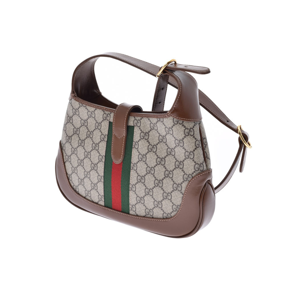 Gucci Leather Jackie GG Shoulder Canvas Brown Bag Supreme